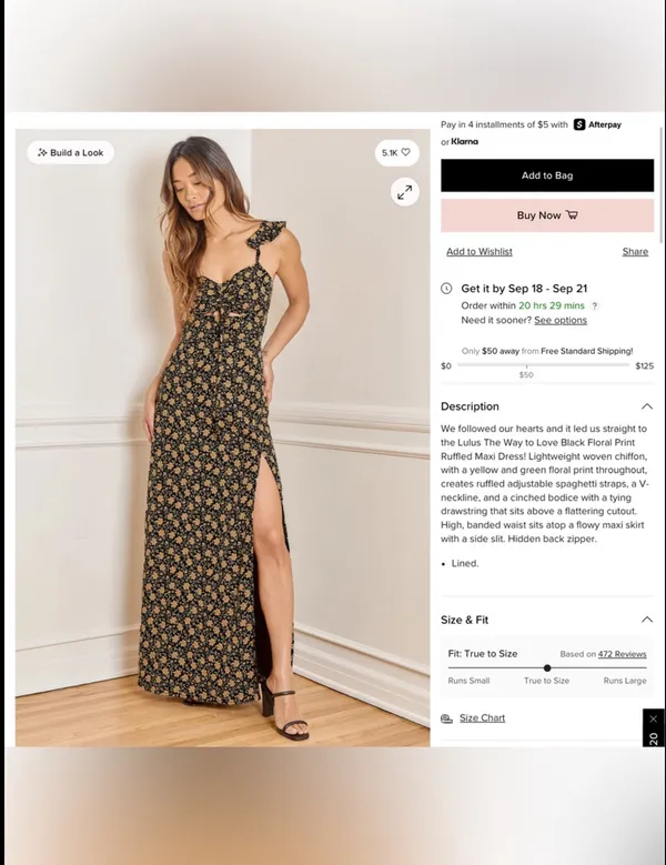 Lulus The Way to Love Black Floral Print Ruffled Maxi Dress Sz M - Image 5