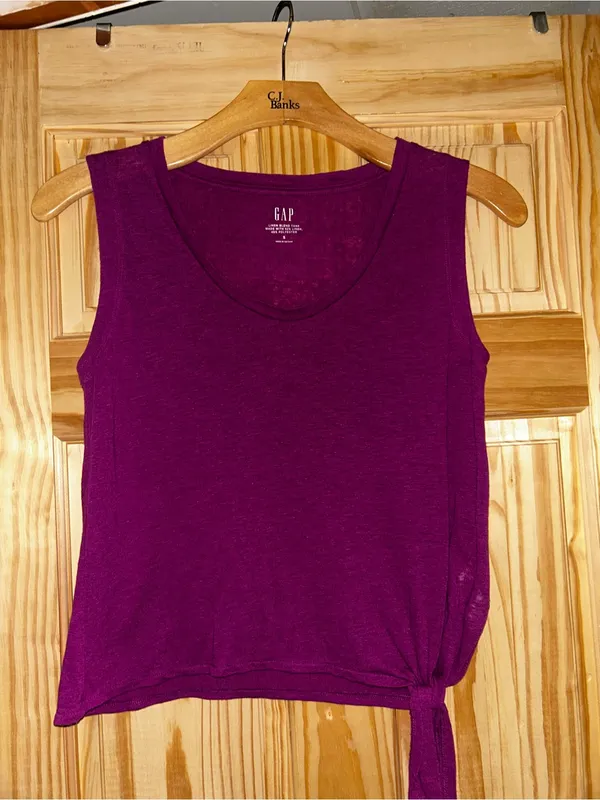 GAP Women's linen blend Tie-Hem Tank Top - Image 3