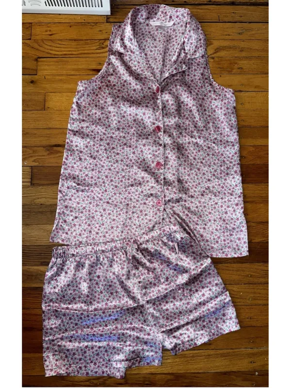 Vintage Victoria’s Secret Pink Label Country Micro-Floral Satin Pajama Set Y2K - Image 4