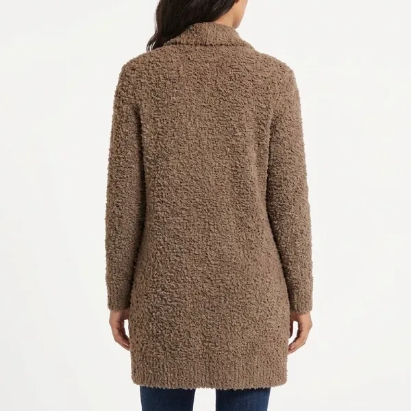 Joie Women’s M Brown Wool Alpaca Blend Bouclé Open Front Long Cardigan - Image 2