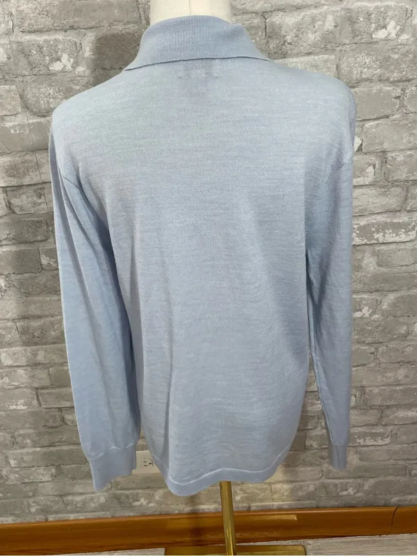 J. Crew Pale Blue Merino Wool Polo Sweater - Image 3