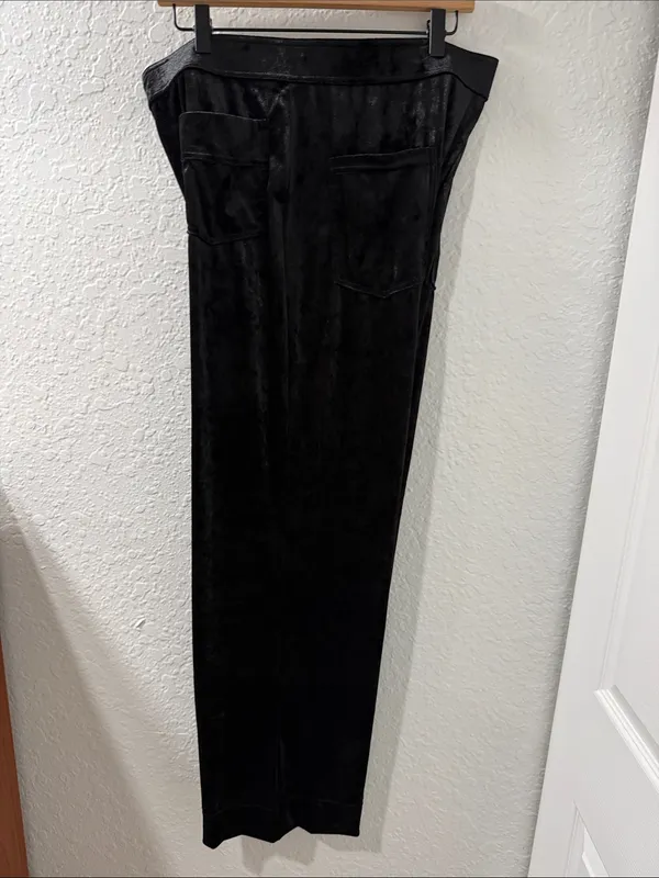 HALARA Black High Waisted Pockets Straight Leg Velvet Casual Pants Size XL - Image 7