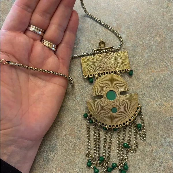 Like NEW Boho Oriental inspired jewelry piece faux jade festive necklace - Image 7