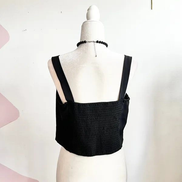Cider Black Embroidered Floral Bustier Tank Top‎ Corset Romantic Renaissance Medium - Image 2