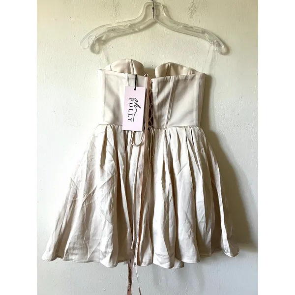 Oh Polly Emeline Corset Strapless Tulle Mini Dress in Ivory Size 4 - Image 6