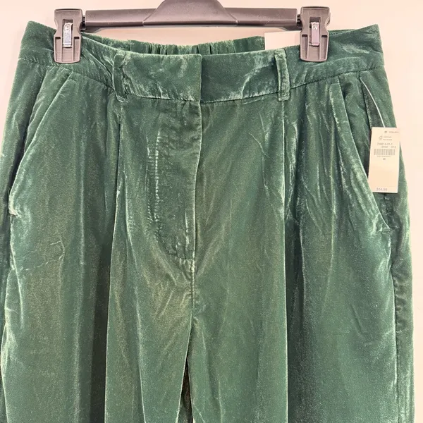 Old Navy Taylor Velvet Wide Leg Pants M Green NWT Extra High Rise Trouser - Image 2