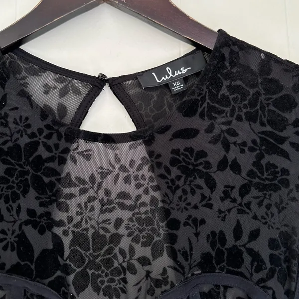 LULU’S Cor-Set to Go Black Burnout Velvet Print Dress X-Small - Image 5