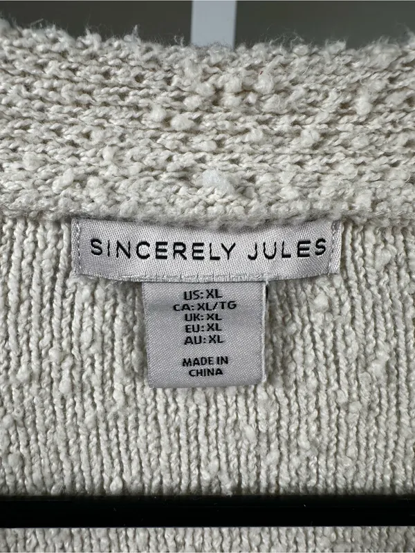 P287. Sincerely Jules Open-Front Bouclé Cardigan - Cream - Image 2