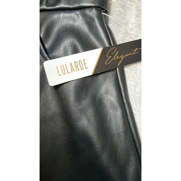 New LuLaRoe Elegant Womens Size Large Avery Skirt Black Faux Leather Midi Career - Image 6