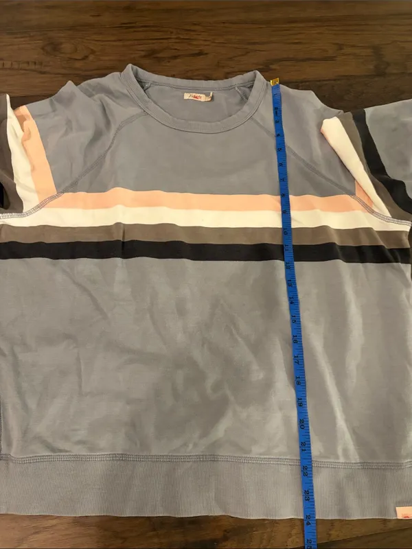 Faherty Chest Stripe Pima Sweatshirt Sz M - Image 7