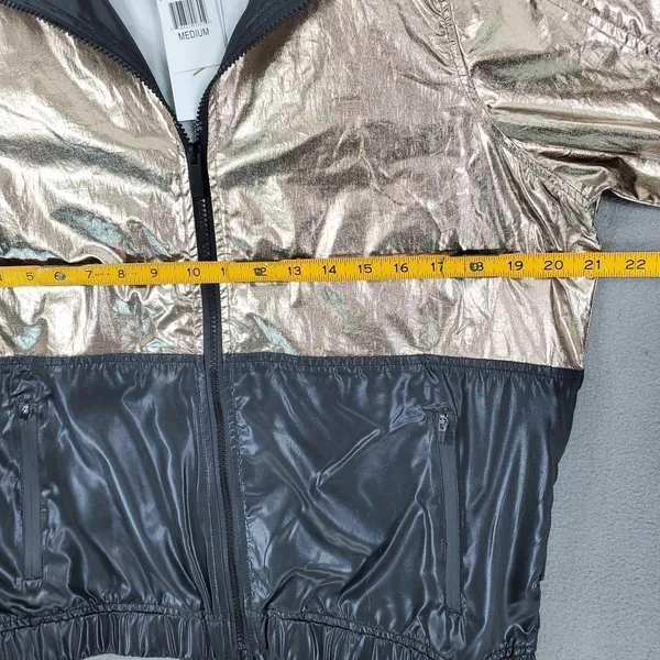 New Alala‎ Metallic Windbreaker Jacket Womens Size Medium Gym Workout Rose Gold - Image 5