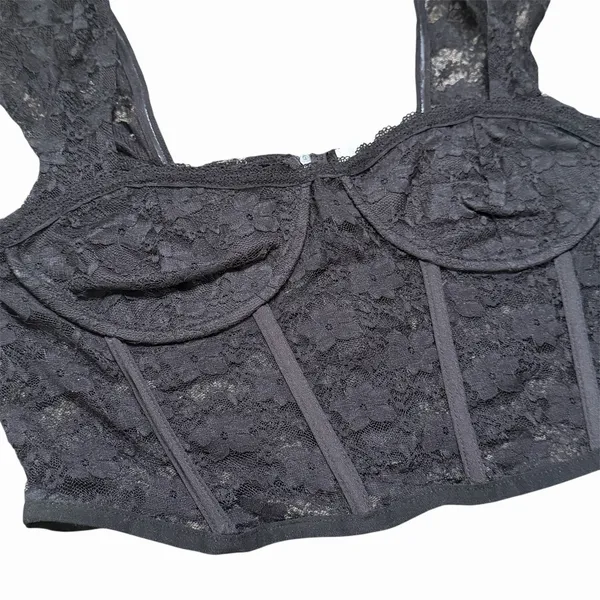 Faded Rose‎ Women's Black Lace Corset Bralette Crop Top Size M - Image 4