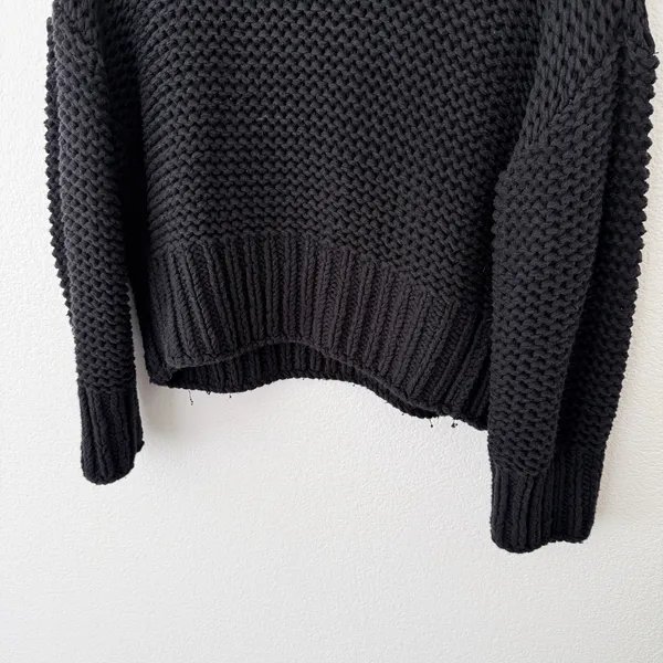 [Free People] Black‎ My Only Sunshine Chunky Knit Mock Neck Sweater Sz Medium M - Image 7