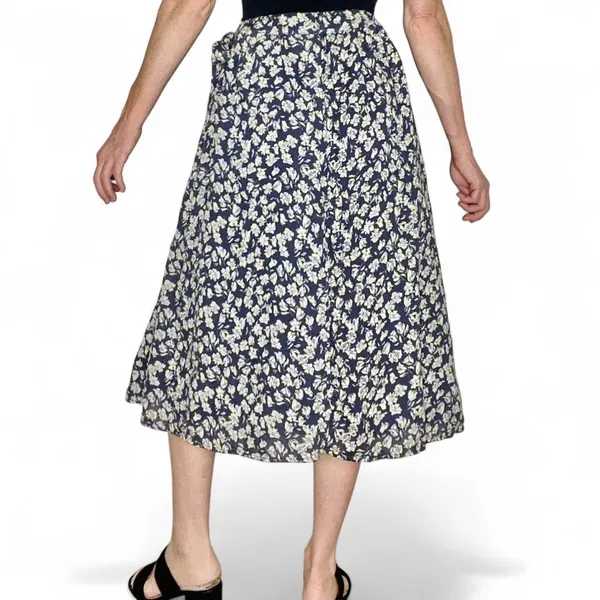 Caslon Grey & Yellow Floral Prairie Cottage Bohemian Midi Skirt - Image 7