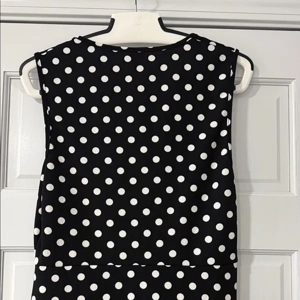 SHEIN Black and White Polka Dot Midi Dress Drawstring Split Thigh Size XL - Image 7