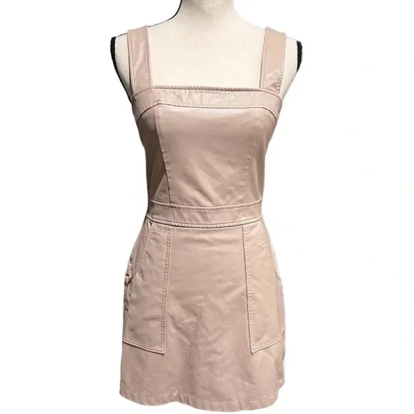 Amanda Uprichard Ace Dress Pale Pink Vegan Leather Size L Nwot - Image 2