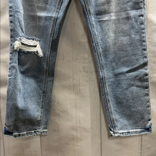 Vervet Blue Denim Distressed Knee High Rise Stretch Boyfriend Jeans Style V2744 - Image 5