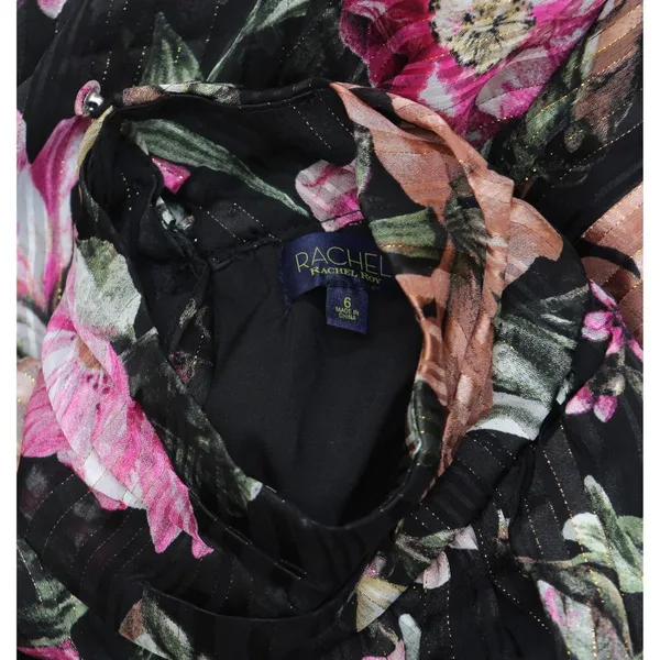 NEW RACHEL Rachel Roy Womens Mae Printed Tiered Maxi Dress Cascade Multi Black 6 - Image 4