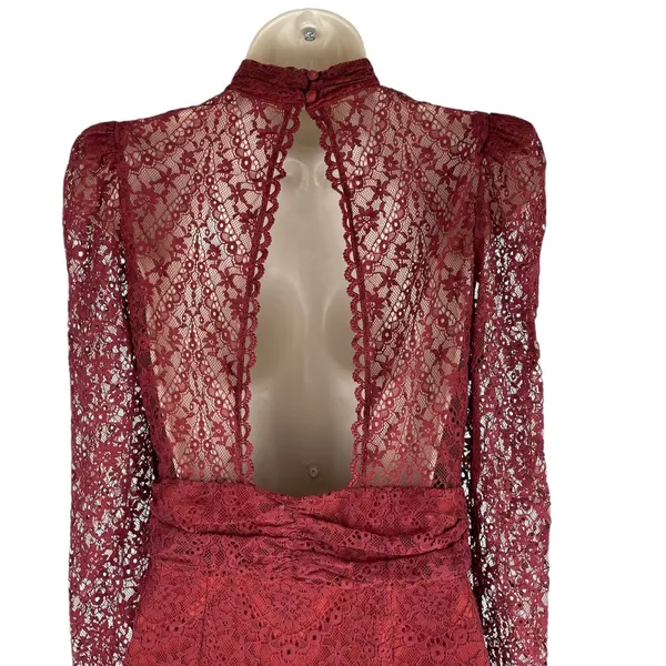 Saylor Celia Puff Shoulder Lace Mini Dress Russet Orange Size XS - Image 9