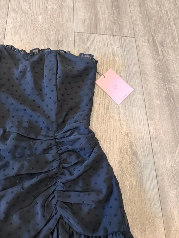 Hello Molly Black Strapless Ruffled Mini Dress - Image 9