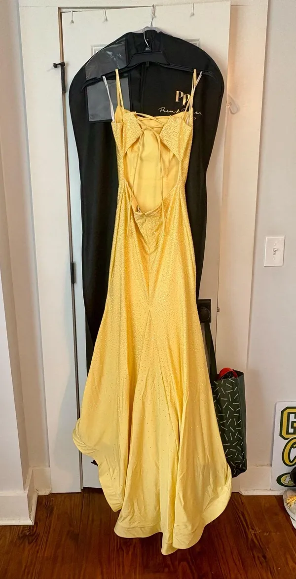 Yellow Open Back Sherri Hill Dress  - Image 2