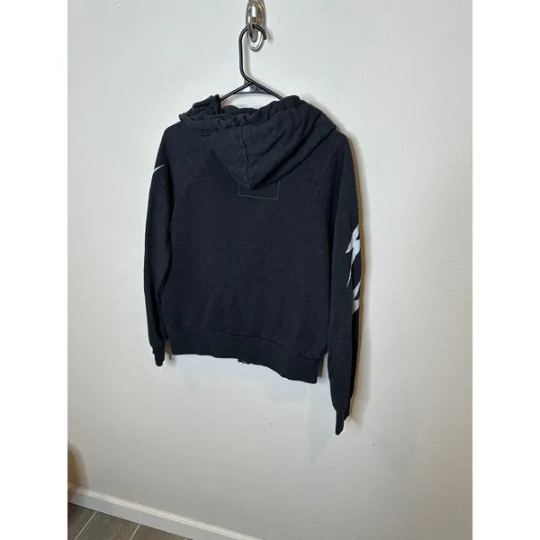 Aviator‎ Nation Womens Charcoal Grey Lightning Bolt Zip Up Hoodie Sweatshirt S - Image 5