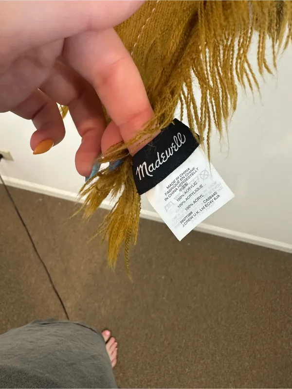 Madewell Mustard Stripe Fringe Scarf One Size - Image 3