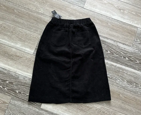 NWT Chartou Collection Sz 8 Black Corduroy Skirt Pull On Elastic Waist - Image 6