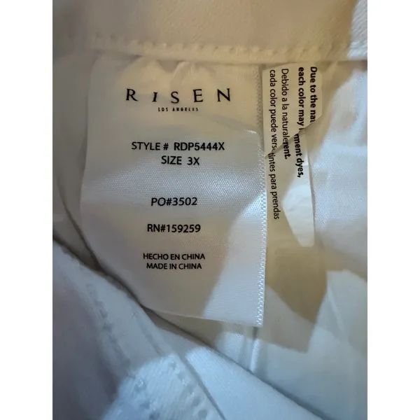 Risen Jeans Womens Plus Size 3XL White Wide-Leg Trouser Jeans High Rise - Image 6