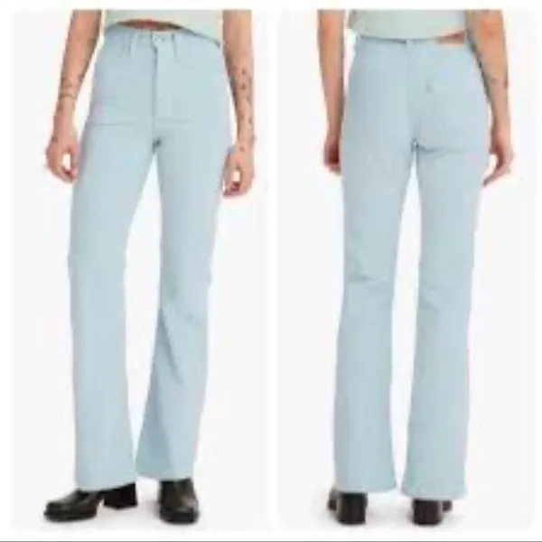 Levis Ribcage Bootcut Corduroy Pants Women 26 x 33‎ Blue Slim High Rise - Image 2