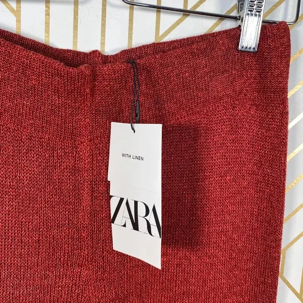 Zara‎ Knit Culottes in Red Rust Wide Leg High Waist - Image 7