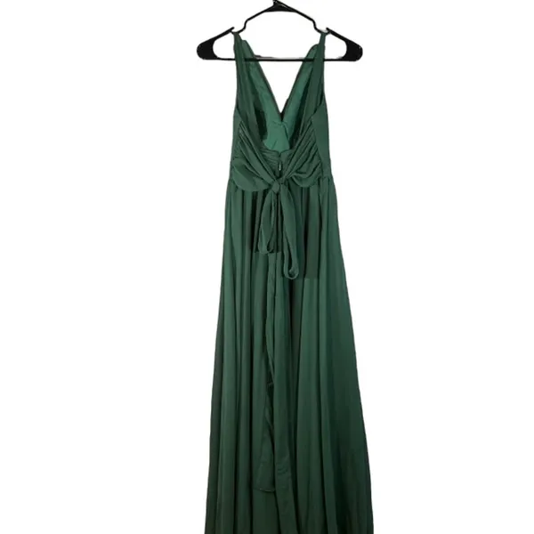 Azazie Kora Dark Green A-Line Pleated Chiffon Bridesmaid Prom Dress Sz A2 - Image 2