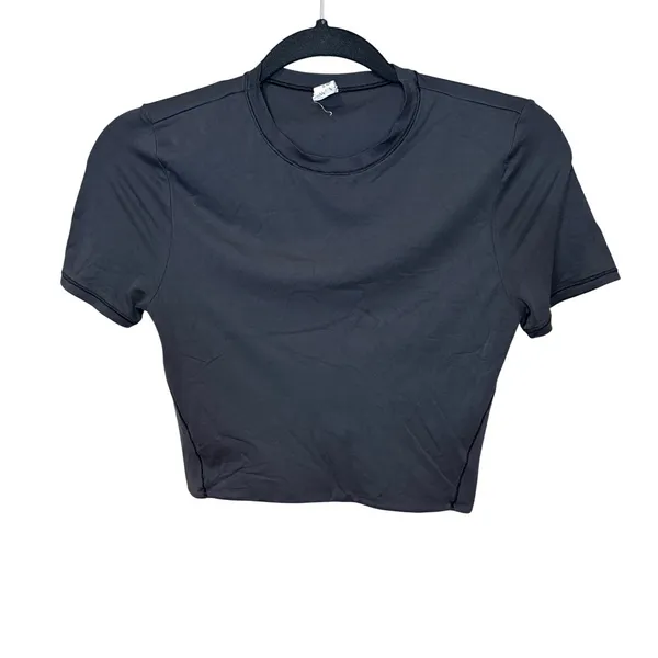 Lululemon‎ Ultra Soft Nulu Crewneck Cropped T-Shirt Black W3HPQS Small - Image 2