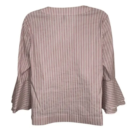 WHITE HOUSE BLACK MARKET Carmen Candy Stripe Belled Sleeve Blouse‎ NWOT Size 6 - Image 6