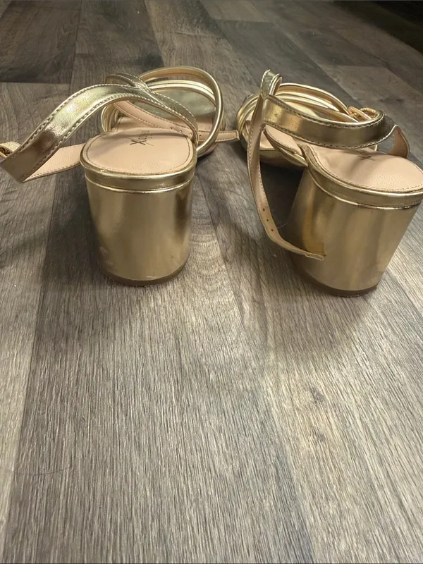 Xappeal Metallic Gold Strappy Slingback Heels - Image 3