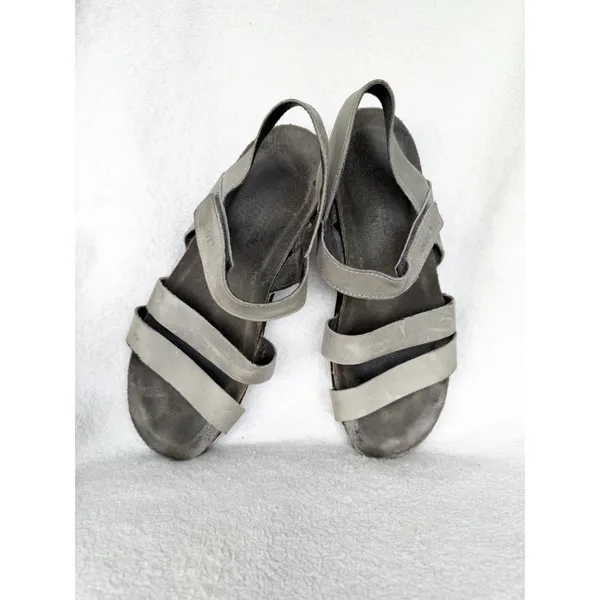 Naot Kayla Womens 7.5 Slate/Gray Leather Comfort Sandals Hook Loop Adjustable - Image 2