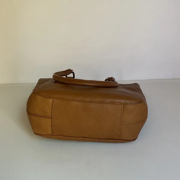 Fossil SHB3207A Brown Genuine Leather Tote Shoulder Bag Cognac Double Handle - Image 5