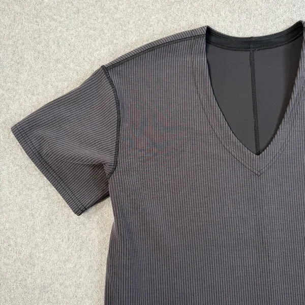 Lululemon Women's 6 Ribbed Softstreme Relaxed-Fit T-Shirt Gray Activewear - Image 2