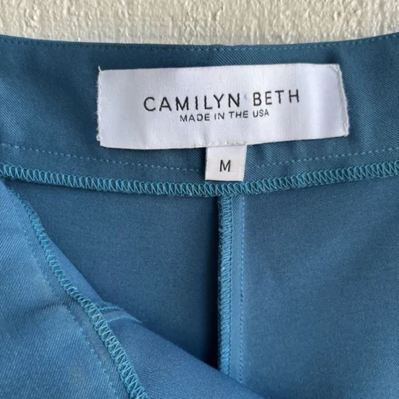 Camilyn Beth Stretch Twill Crepe Wide Leg Pants in Teal Blue Size M‎ - Image 5