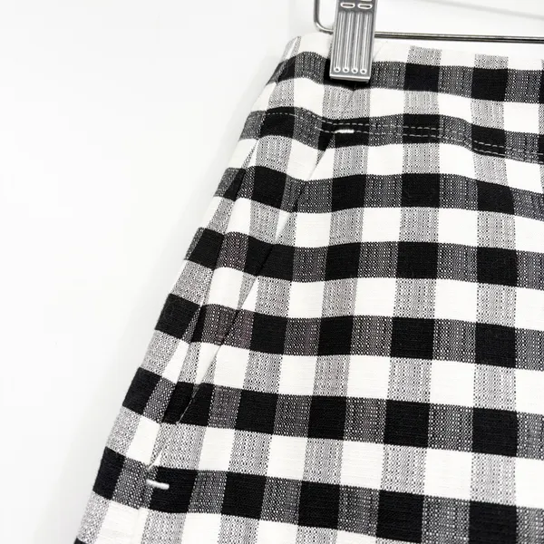 NWT LOFT Womens Black White Gingham Checkered Preppy A-Line Mini Skirt Size 2 - Image 2