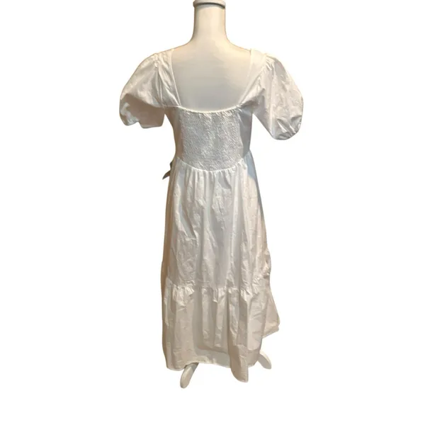 ASTR The Label Women's Poplin Puff Sleeve Tiered‎ White Midi Maxi Dress Med NWT - Image 2