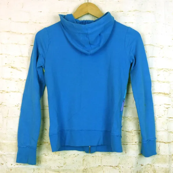 Disney Park Hoodie Womens M Blue Mickey Minnie Rainbow Zip Sweater Flaw Y2K - Image 2