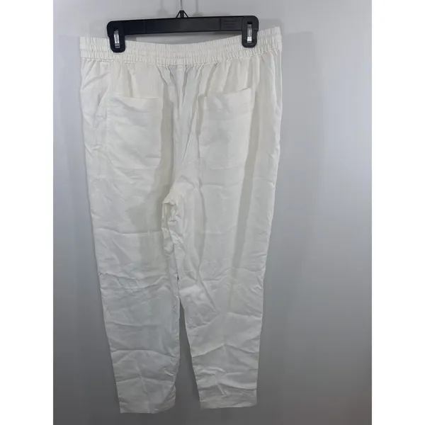 J.Crew Seaside White Linen Blend Pant‎ MED TALL NEW Nautical Beach Vacay - Image 5