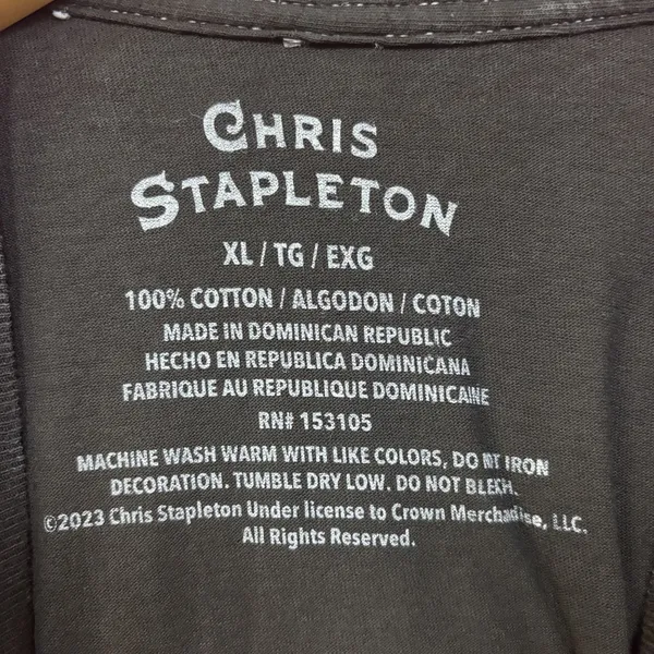 Chris Stapleton Tennessee Whiskey Black T-Shirt XL - Image 4