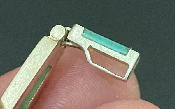 Vintage Sterling Silver 925 Native American Turquoise Inlay Door Knocker Pendant - Image 8