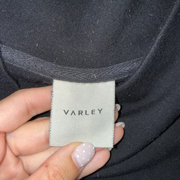 Varley Pullover Sweatshirt Women Small Black Excellent Funnel Neck Drawstring - Image 2