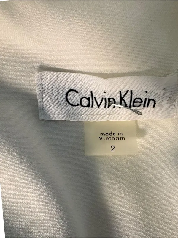 Calvin Klein Size 2 Tuxedo Wrap Dress Black White Belted Sleeveless Workwear - Image 8