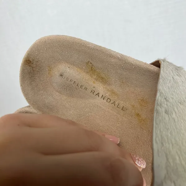 Loeffler Randall Women's‎ Size 9 Beige Tan Leather Fur Slides Sandals Cork Sole - Image 3