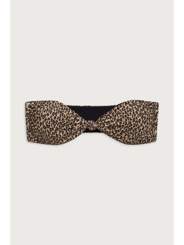 Frankies Bikinis Crescent Bandeau Bikini Top in Baby Leopard Small Womens Swim - Image 8