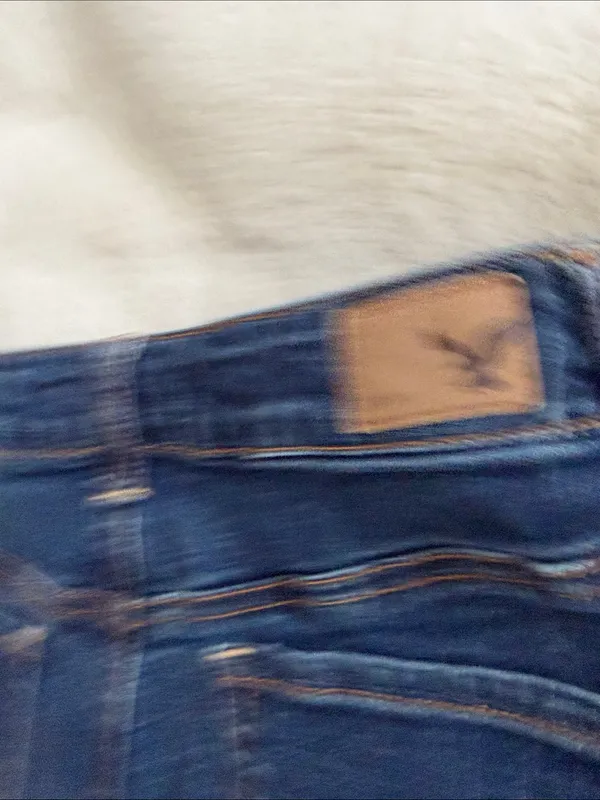 American Eagle Outfitters Dark Blue Denim Frayed-Hem Jean Shorts - Image 5